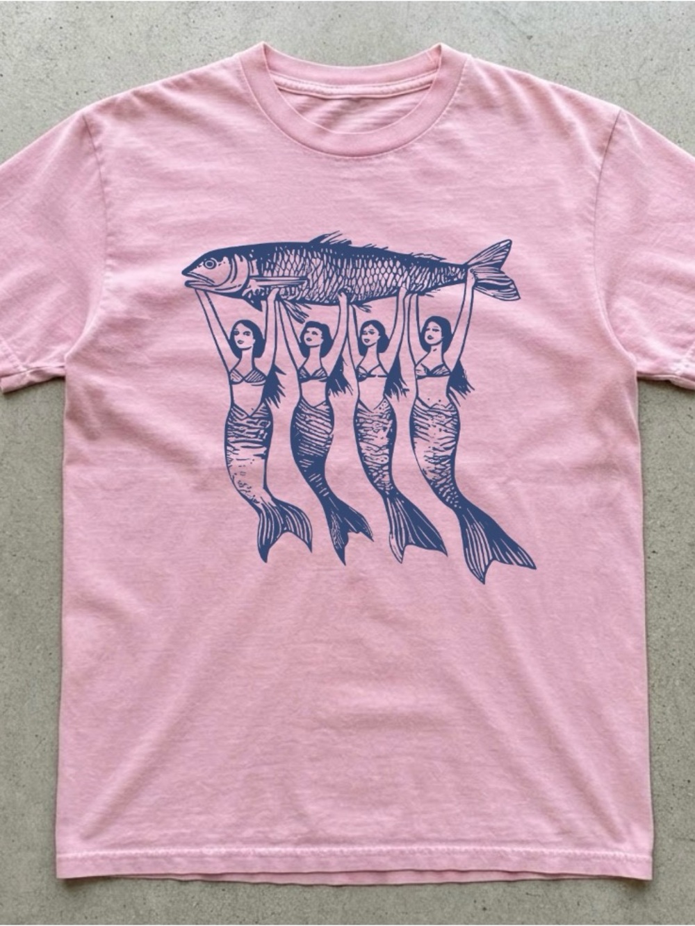 Four Mermaids Lifting Fish Ocean Graphic Shirt
